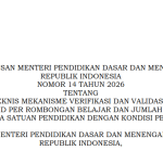 Kepmendikdasmen Nomor 14 Tahun 2026 Tentang Juknis Rombongan Belajar